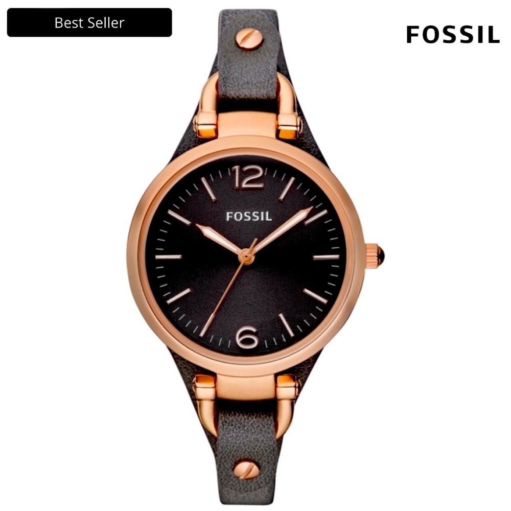 Fossil Gold and Grey Leather Watch
